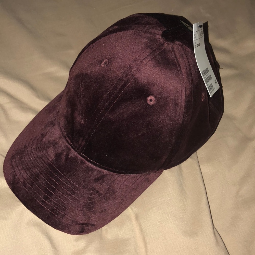 Burgundy Velvet Baseball Cap